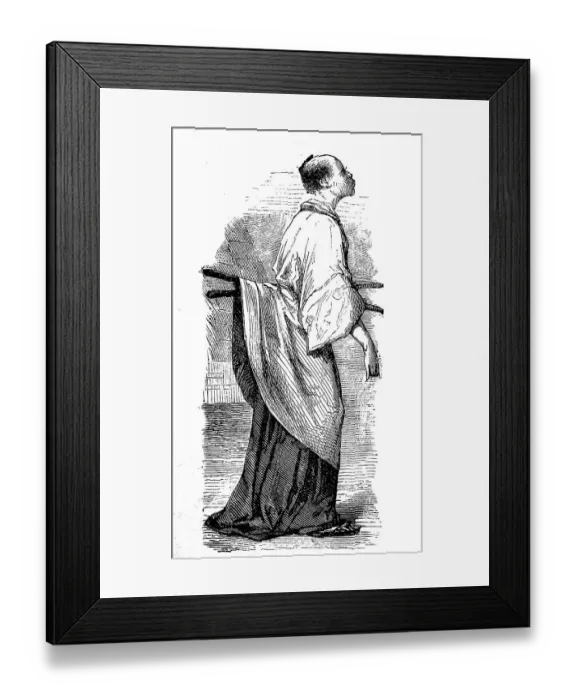 Framed Print : Japan in the late Middle Ages, court master in professional dress