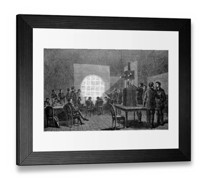 Framed Print : Reproduction of telegraphic dispatches by the magic lantern during the siege of Paris