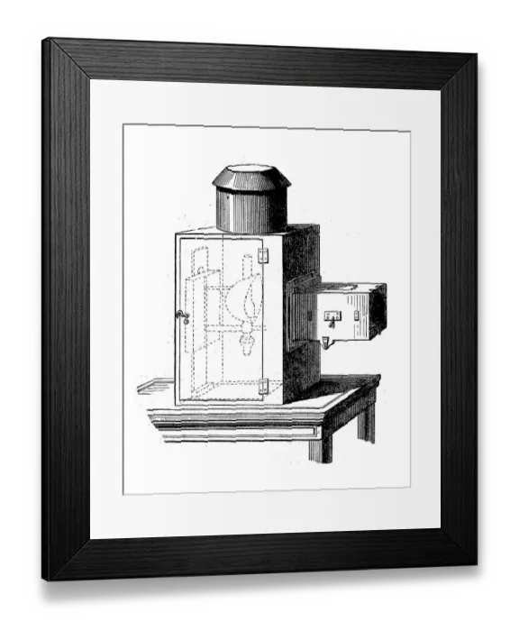 Framed Print : Laterna magica, magic lantern or skiopticon is a projection device that was widely used throughout Europe from the 17th
