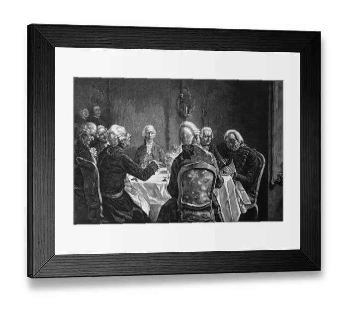 Framed Print : Frederick the Great and the sleeping Zieten at a table Framed Print : Frederick the Great and the sleeping Zieten at a table