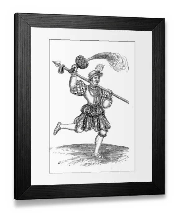 Framed Print : Schembart runner with fire piston from 1539