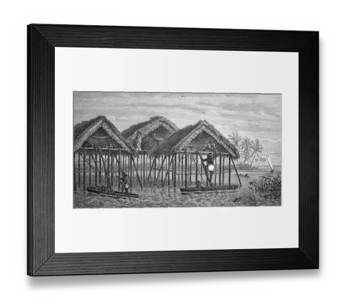 Framed Print : Stilt huts of the Goajiro Indians in the lake of Maracaibo
