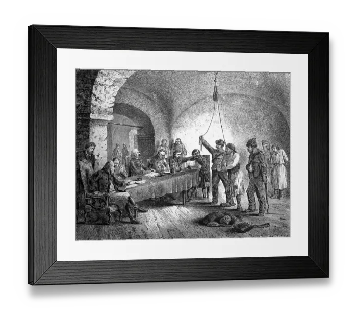 Framed Print : A Hungarian stool court scene from 1850 Framed Print : A Hungarian stool court scene from 1850