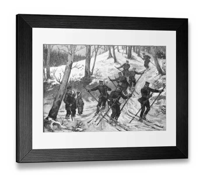 Framed Print : Military exercise on skis, soldiers Framed Print : Military exercise on skis, soldiers
