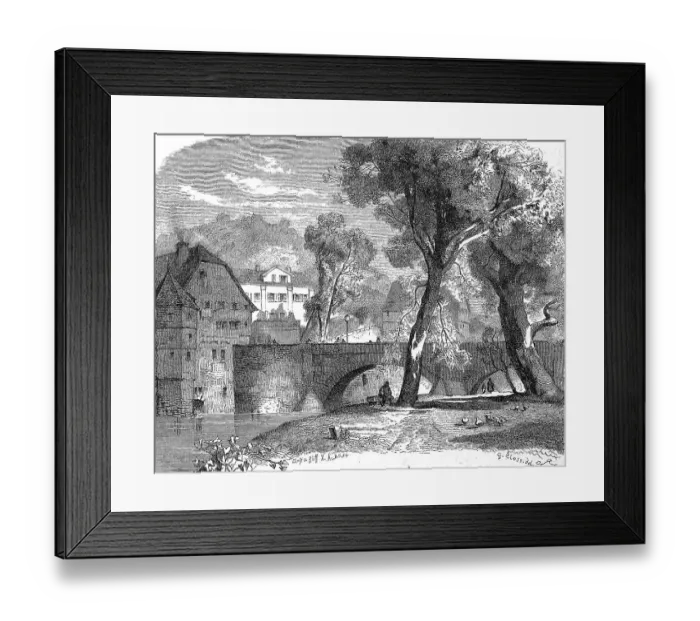 Framed Print : The Neckar Bridge in Tuebingen and the Uhland House Framed Print : The Neckar Bridge in Tuebingen and the Uhland House