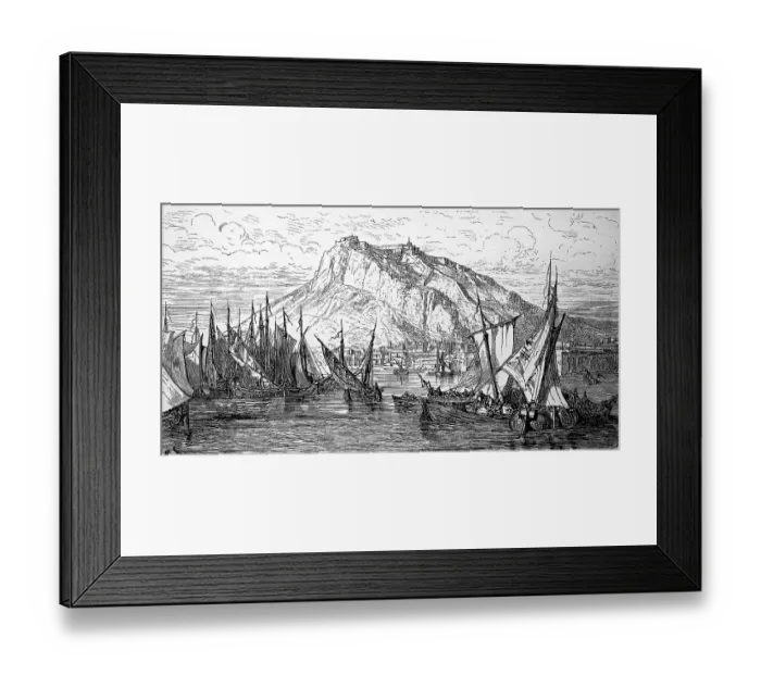Framed Print : The harbour of Alicante in Spain in 1880 Framed Print : The harbour of Alicante in Spain in 1880