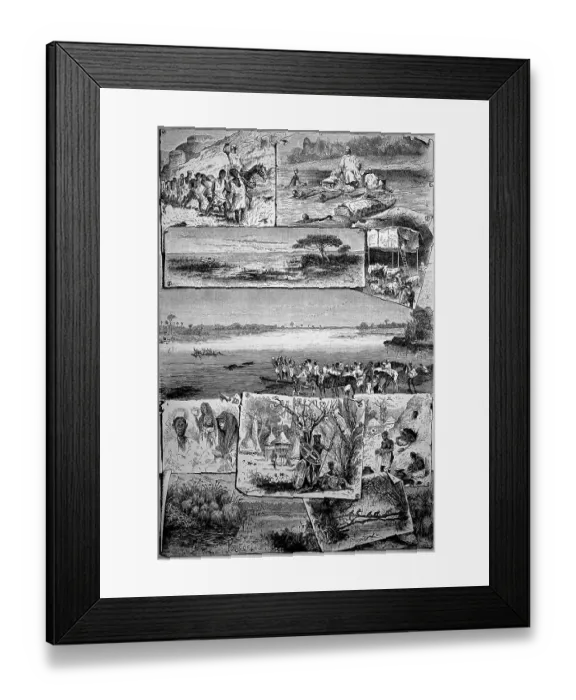 Framed Print : Picture tableau on the subject of Middle Africa from 1880