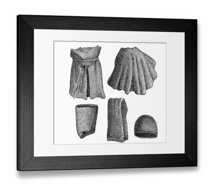 Framed Print : Bronze Age, woollen garments, found in a grave in Denmark