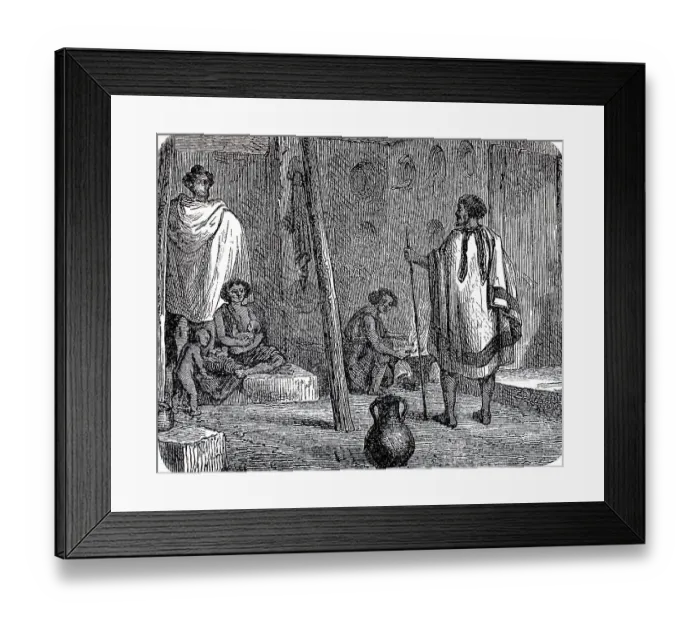 Framed Print : Interior of a residential hut in Abyssinia
