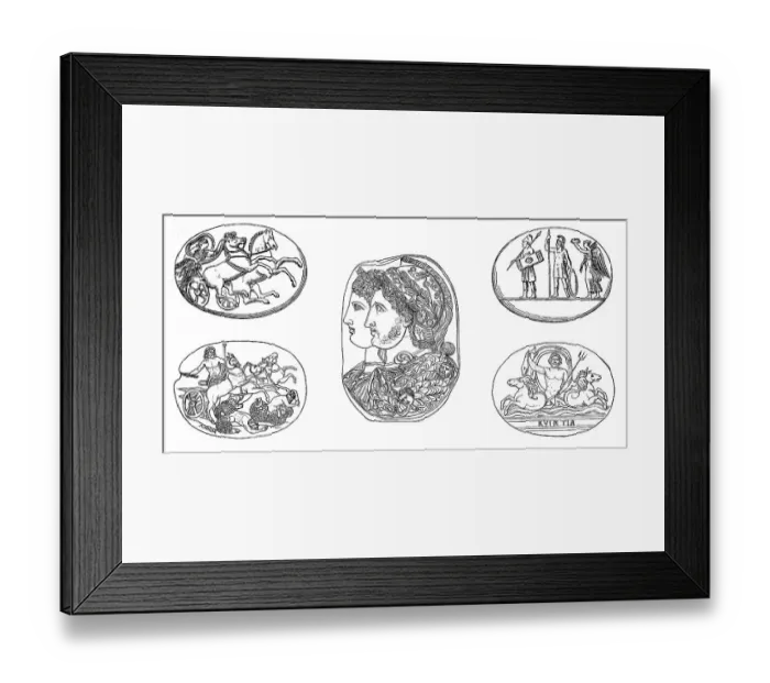 Framed Print : Gems, seal stones, here with depiction of Diana
