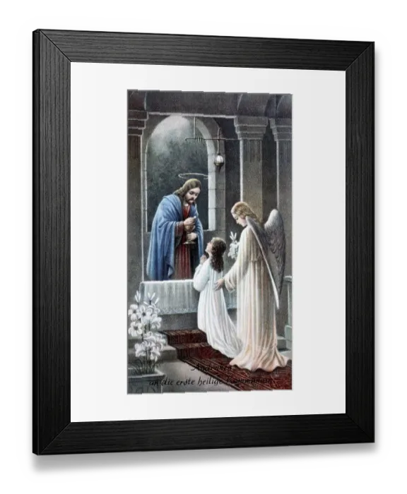 Framed Print : Holy picture, commemoration of the first holy communion