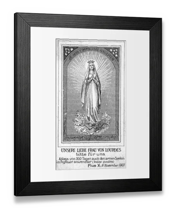 Framed Print : Indulgence picture with the image of Our Lady of Lordes Framed Print : Indulgence picture with the image of Our Lady of Lordes