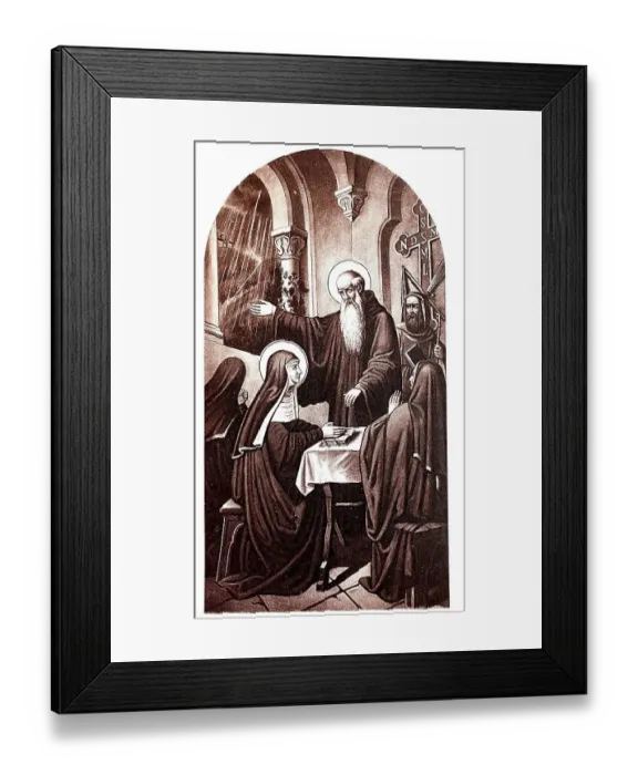 Framed Print : Portrait of a saint, last conversation between St Bendict and St Scholastica Framed Print : Portrait of a saint, last conversation between St Bendict and St Scholastica