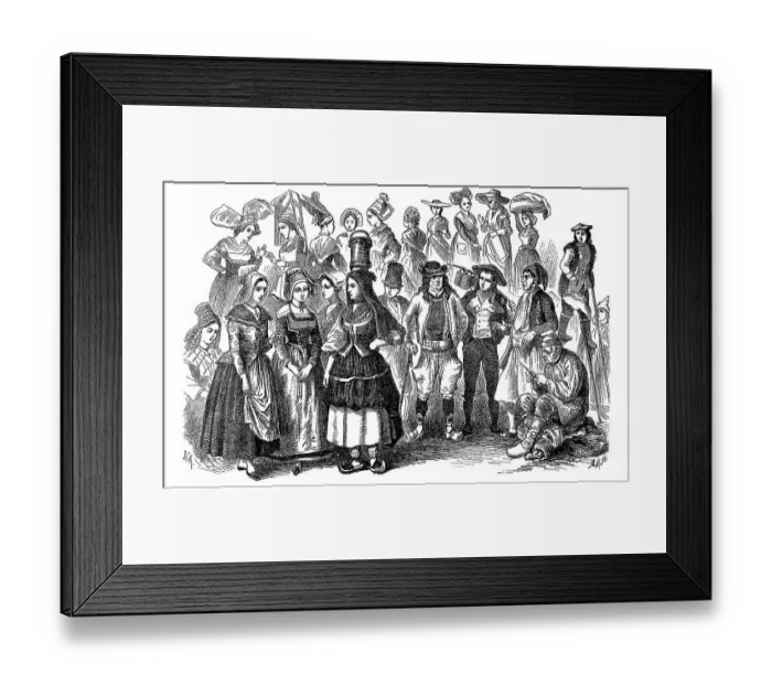 Framed Print : Various costumes of the rural population in France in 1870