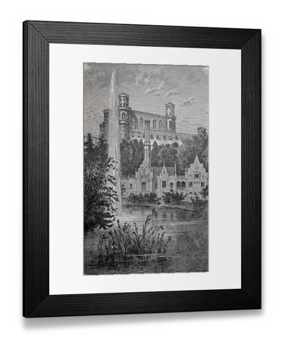 Framed Print : Kamenz Castle is a castle designed by Karl Friedrich Schinkel in neo-Gothic style near the village of Kamenz