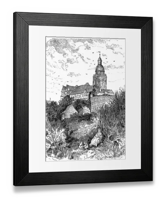 Framed Print : Falkenstein Castle, a high medieval hilltop castle in the Harz Mountains