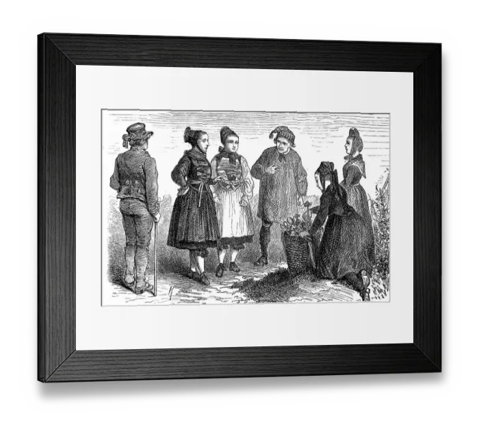 Framed Print : People in traditional traditional costume from the district of Hesse-Darmstadt