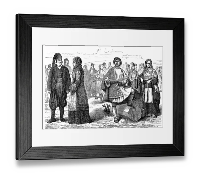 Framed Print : People in national traditional costume from Greece in 1880