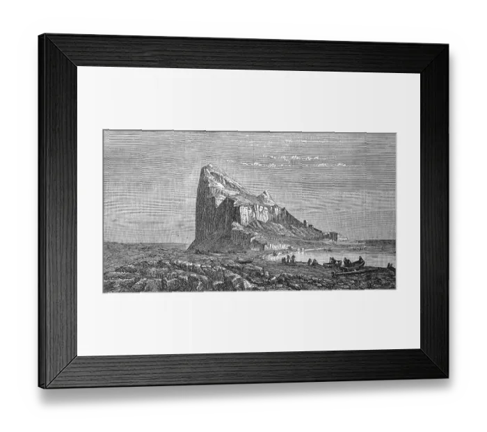 Framed Print : Gibraltar in 1880, Historical, digital reproduction of an original from the 19th century