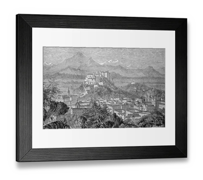 Framed Print : Salzburg in Austria, in 1880, Historical