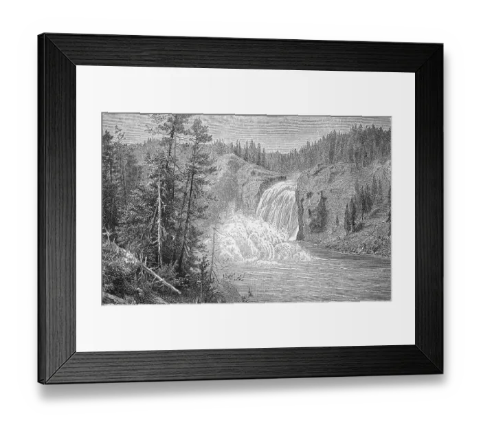 Framed Print : The upper waterfall of the Yellowstone River in the Rocky Mountains