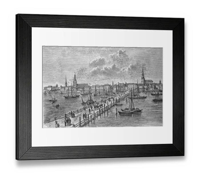 Framed Print : City of Riga in Latvia, in 1880 Framed Print : City of Riga in Latvia, in 1880