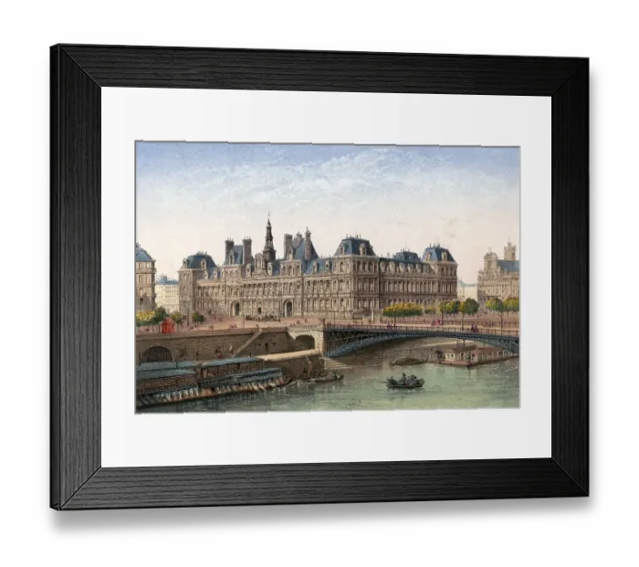 Framed Print : Hotel de Ville, City Hall, Paris in the 19th century