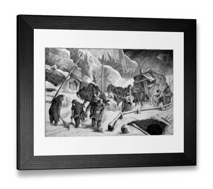 Framed Print : Stagecoach in winter, snow, on the route from Salzburg to Klagenfurt