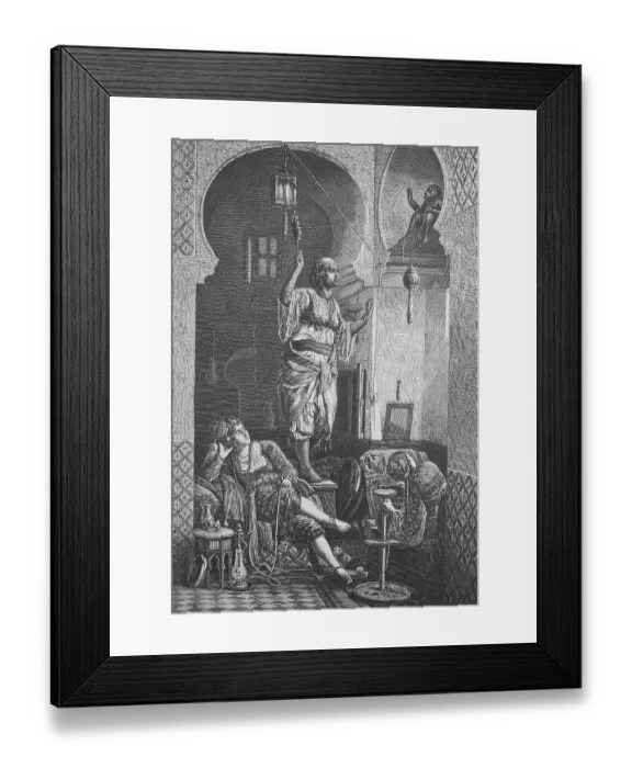 Framed Print : The thieving monkey. Monkey has stolen a necklace in the harem
