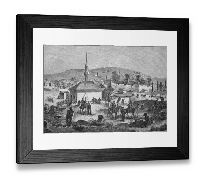 Framed Print : View of Plewna, Pleven, a town in Bulgaria in the valley of the river Tutschenitsa