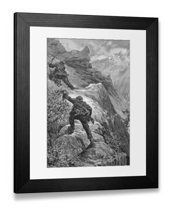 Framed Print : Policemen pursuing bandits in the mountains of Corsica