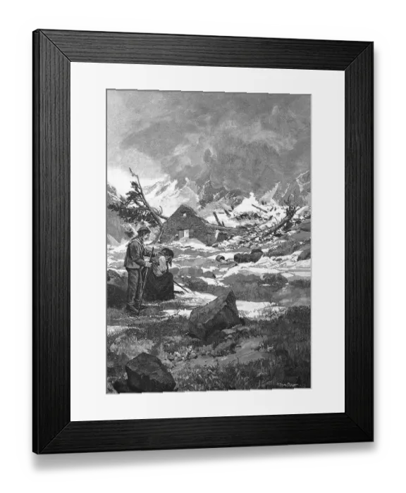 Framed Print : After the avalanche, the snow destroyed a farm