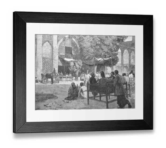 Framed Print : Men, Tea Drinkers in Isfahan, Ispahan
