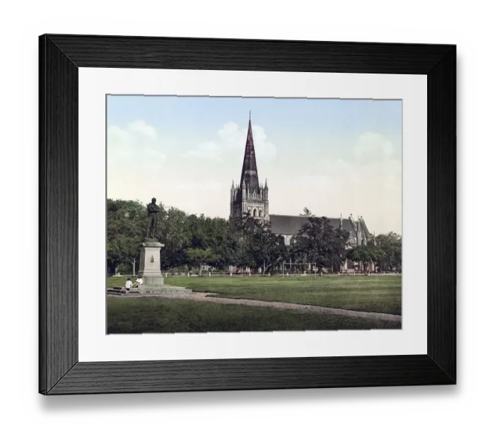 Framed Print : Singapore, St Andrew's Cathedral & Raffles Monument
