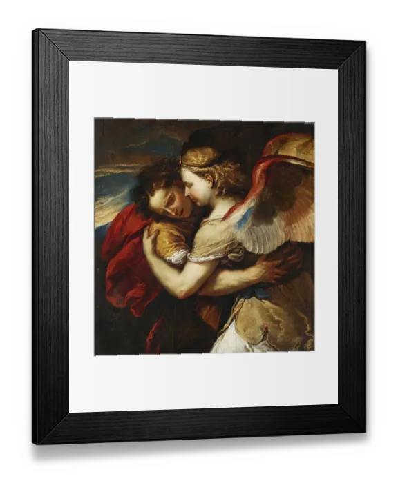 Framed Print : Jacob wrestling the Angel, painting by Luca Giordano (Italian)