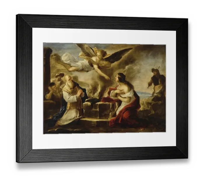 Framed Print : The Sacrifice of Manoah, painting by Luca Giordano (Italian)