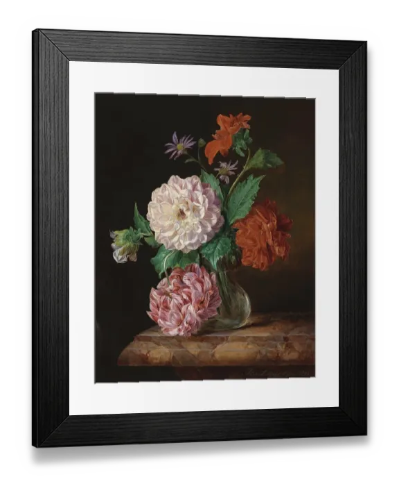 Framed Print : Bouquet of flowers with dahlias