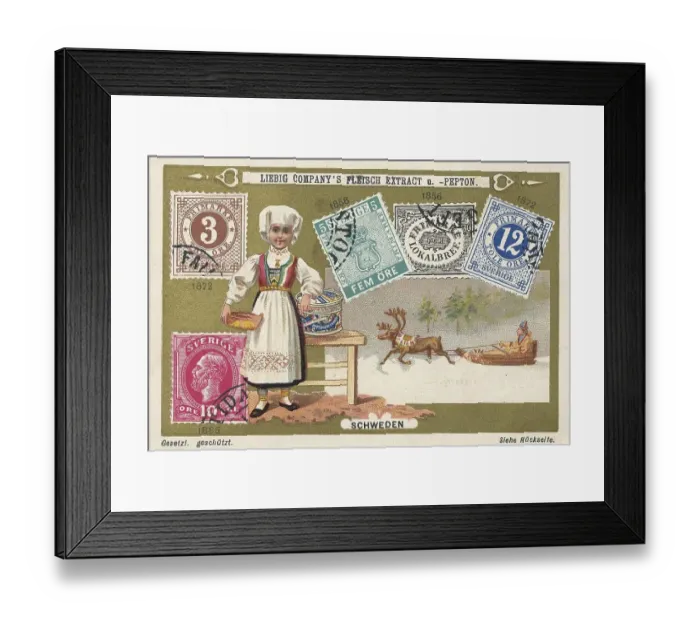 Framed Print : Series of historical valuable stamps