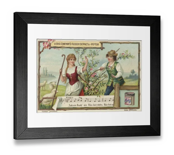 Framed Print : Picture series Folk songs, Sah ein Knab ein Roeslein stehn Framed Print : Picture series Folk songs, Sah ein Knab ein Roeslein stehn