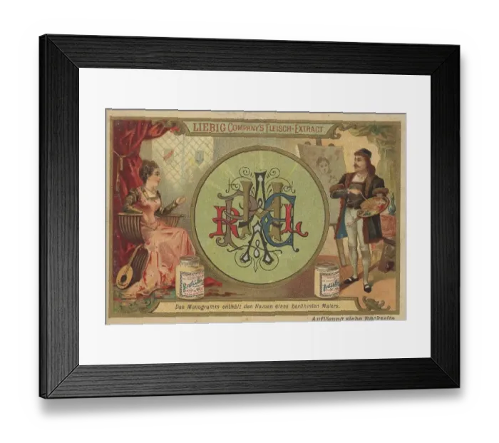 Framed Print : Picture series puzzle, The name of a famous painter is hidden in the monogram (Raphael) Framed Print : Picture series puzzle, The name of a famous painter is hidden in the monogram (Raphael)