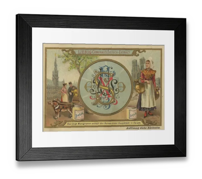 Framed Print : Picture series Riddles, The name of a capital in Europe is hidden in the monogram (Bruxelles)