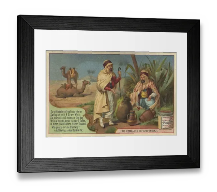 Framed Print : Picture series Riddle, Bedouins distributing water