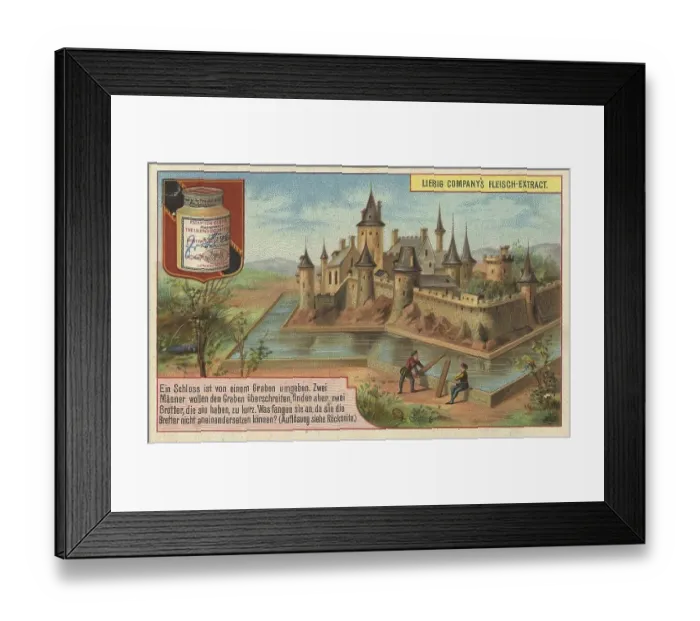 Framed Print : Picture series puzzle, Building a bridge over the castle moat