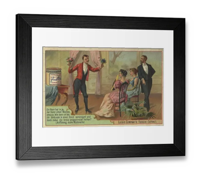 Framed Print : Picture series puzzle, man with bouquets of flowers