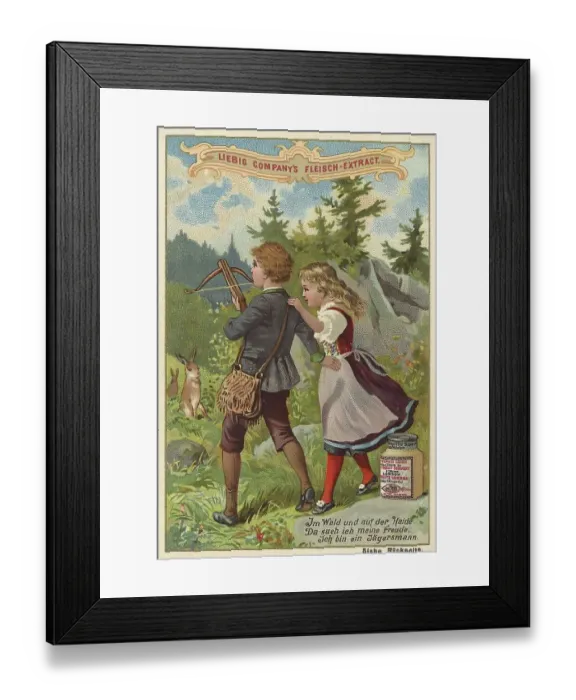 Framed Print : Picture series Children, boy and girl playing with a crossbow hunting hares Framed Print : Picture series Children, boy and girl playing with a crossbow hunting hares