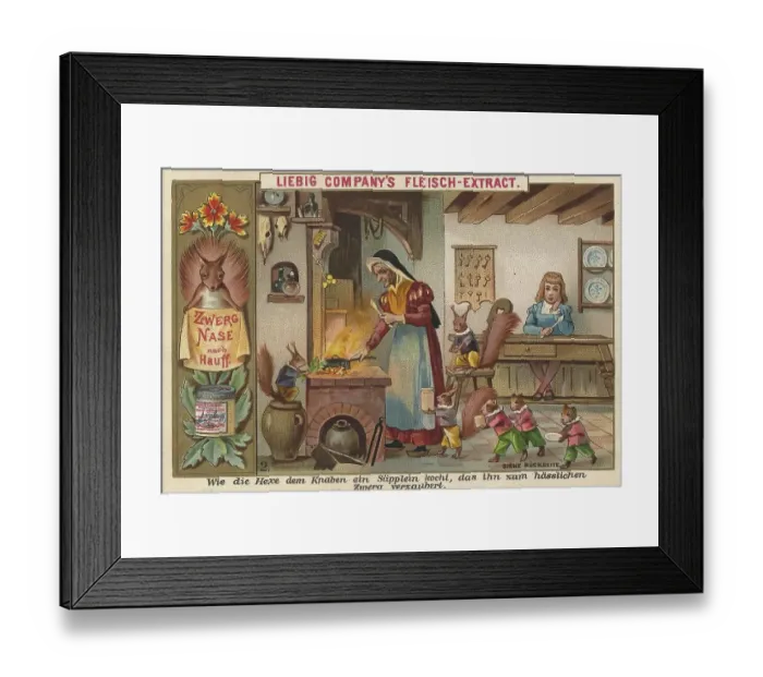 Framed Print : Picture series Dwarf Nose, 2, How the witch cooks the boy a little soup that turns him into an ugly dwarf