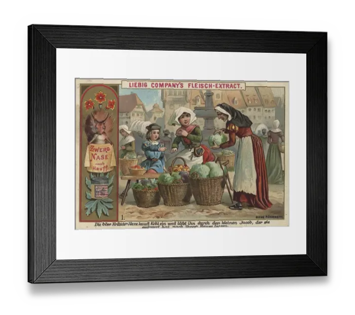 Framed Print : Picture series Dwarf Nose, 1, The evil herb witch buys cabbage and has it carried home by little Jacob