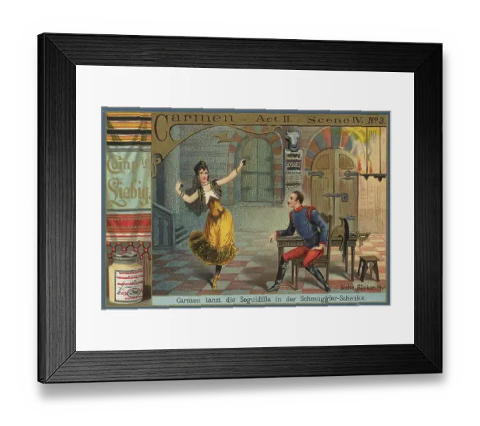 Framed Print : Picture series Opera Carmen, Carmen dances the Seguidilla in the smugglers tavern