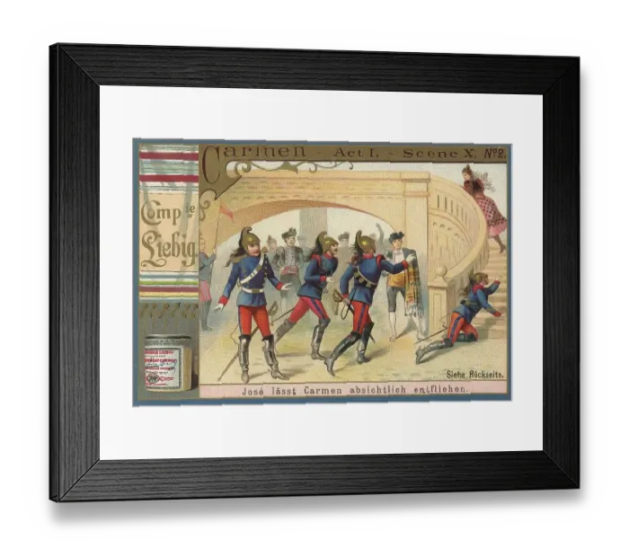Framed Print : Picture series Opera Carmen, Jose lets Carmen escape on purpose