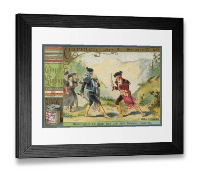 Framed Print : Picture series Opera Carmen, knife fight between Jose and the toreador Escamillo